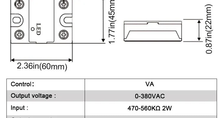 LCTC SSR Solid State Relay Voltage Regulator Adjustable 10A 25A 40A 50A 60A 80A 100A VA Single Phase 0-380VAC Potentiometer