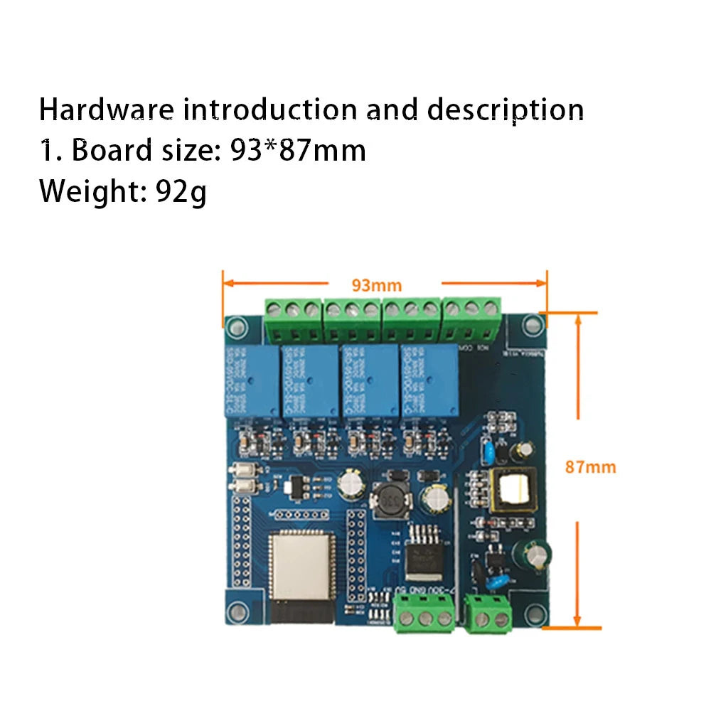 ESP32 Relay Development Board AC / DC Power Supply WiFi Bluetooth BLE 4 Channel Relay  ESP32 Module