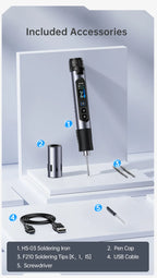 FNIRSI HS-03 Wireless Soldering Iron 10W Rechargeable Portable Soldering Iron 100-450℃ Adjustable Professional Soldering Kit
