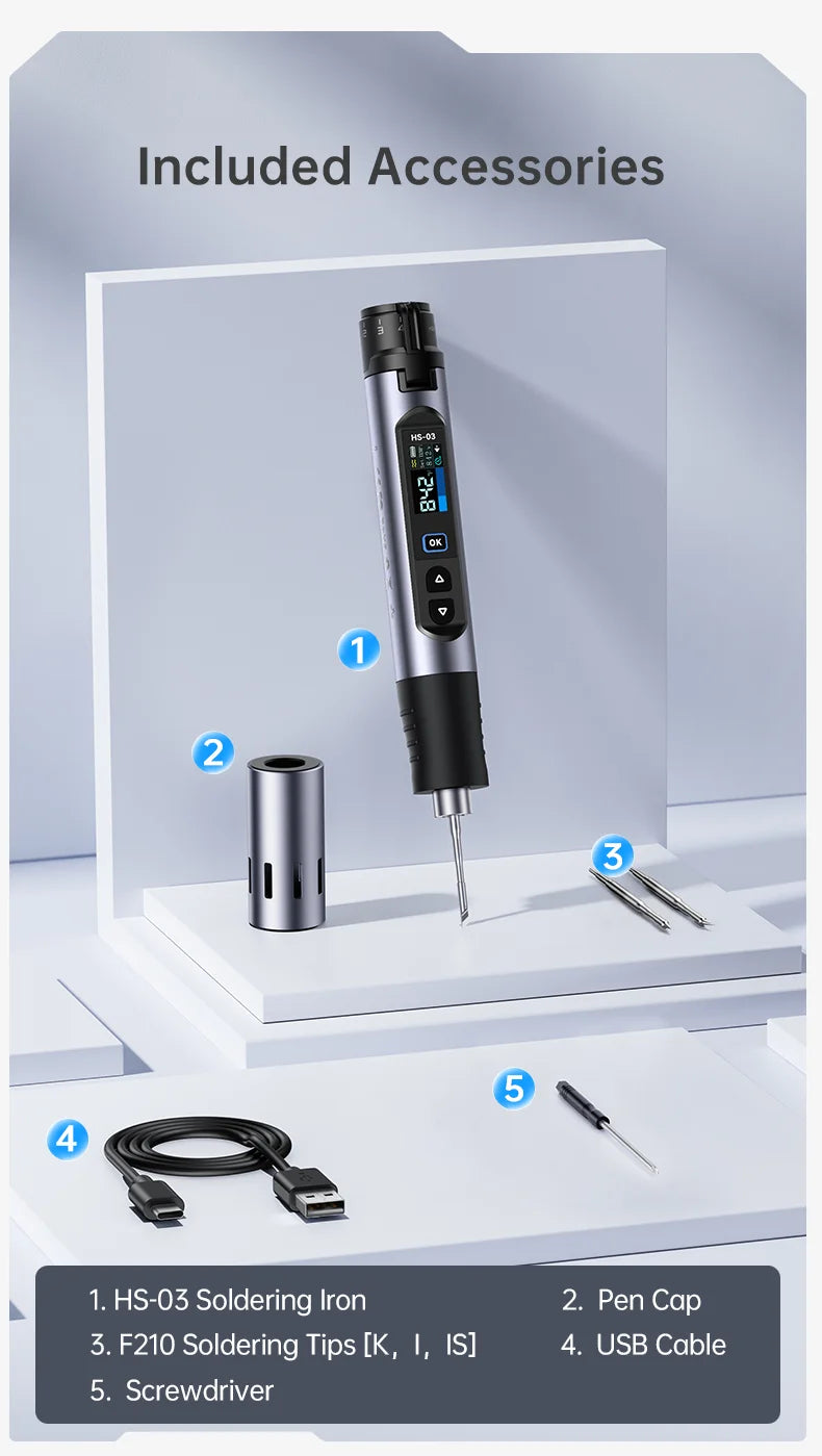 FNIRSI HS-03 Wireless Soldering Iron 10W Rechargeable Portable Soldering Iron 100-450℃ Adjustable Professional Soldering Kit