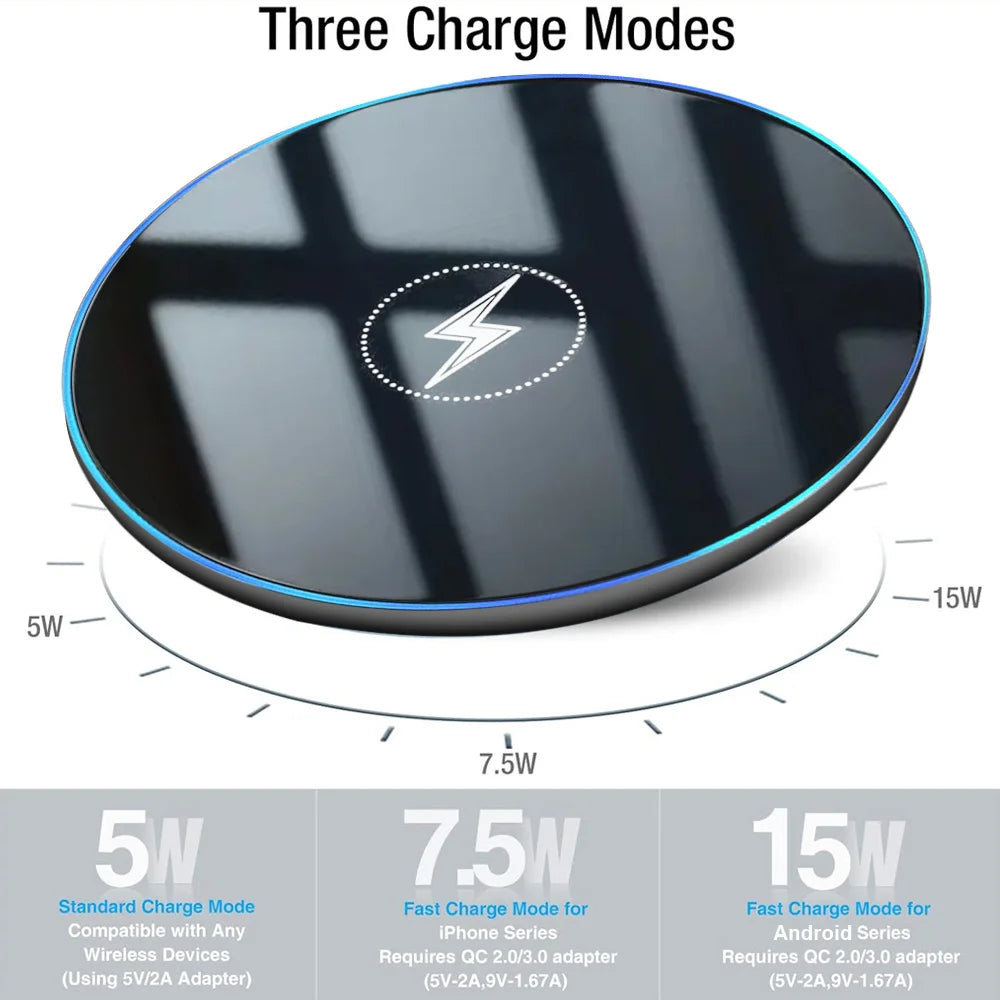 30W Wireless Charger For iPhone 14 15 16 17 Pro Xs Max Mini X Xr Induction Fast Charging Pad For Samsung S25 S26 S8 S9 S10 Note