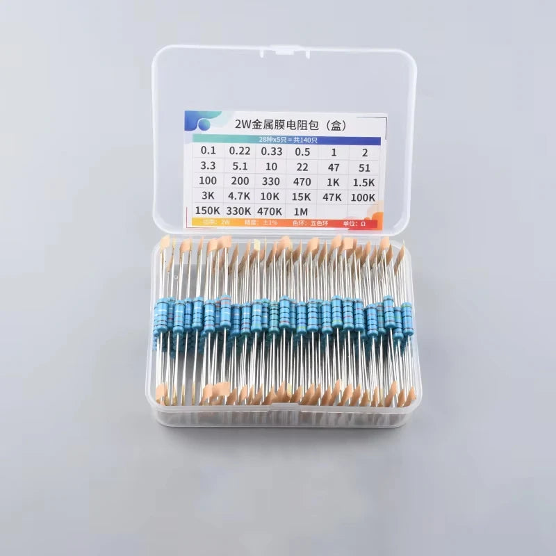 1% Resistor Set Resistance 2W Metal Film Resistors Kit 10Ohm ~1M Ohm 30Values Electronic Components Kit