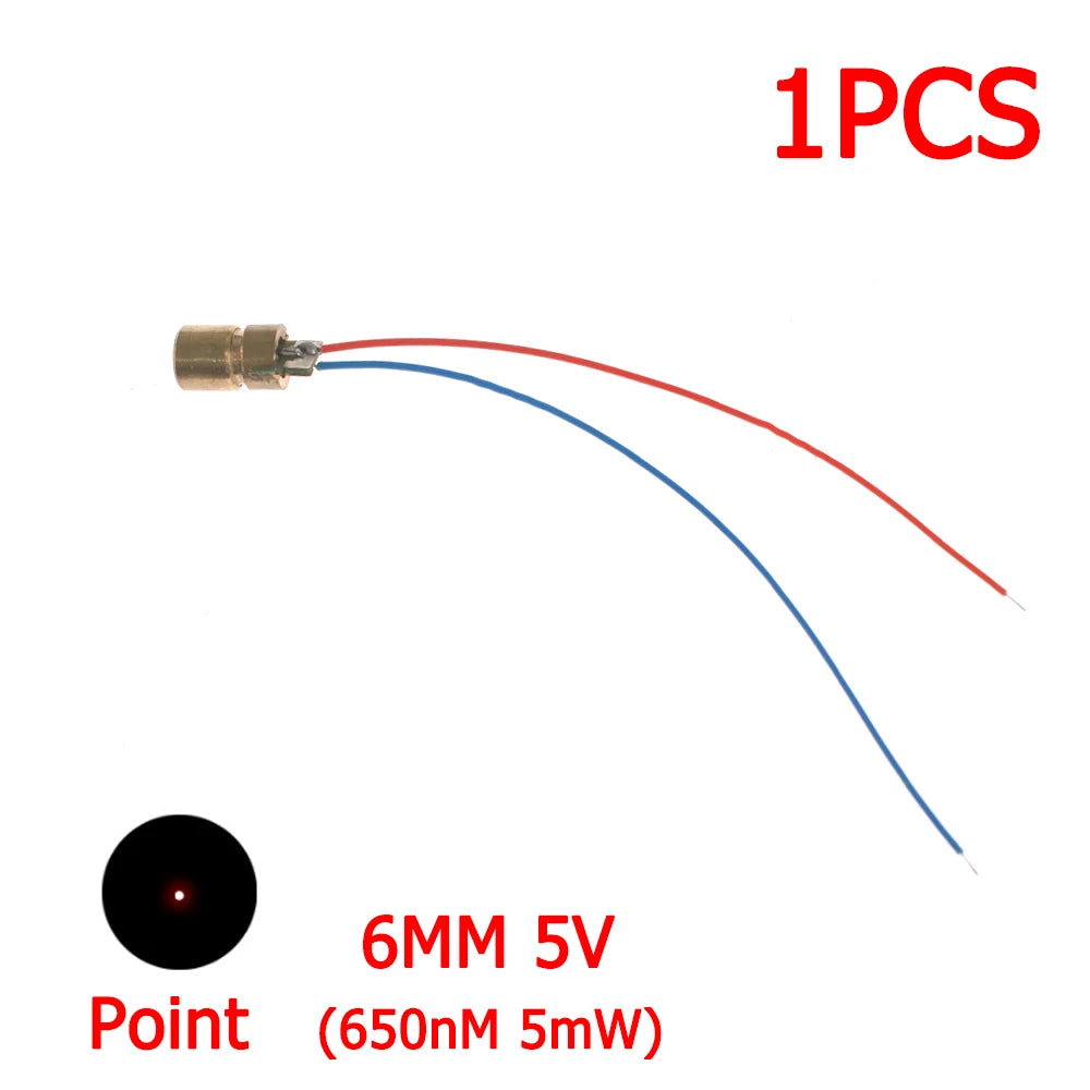 1-10pcs Laser Pointer Diode 650nm 5mW RED Dot Laser Diodes Module 5V Pointer Sight Copper Head Industrial Class