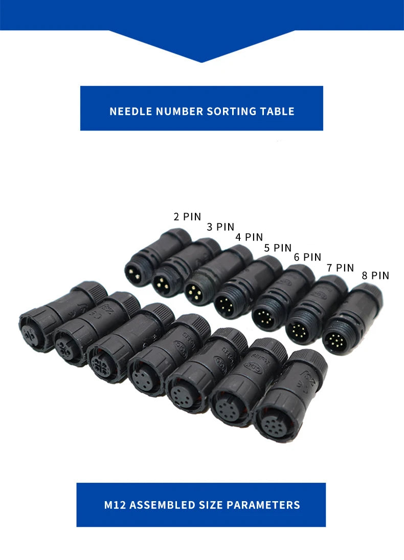 Waterproof M16 2 3 4 5Pin 6 7 8 9 Pin Cable Connector Outdoor IP68 Screw/Welding Male Female Wire Power Aviation Plug Connector