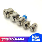 12/16/19/22mm Waterproof Metal Button High Flat head Switch LED Light Momentary Latching 12V 24V 220V Various Colors To Choose