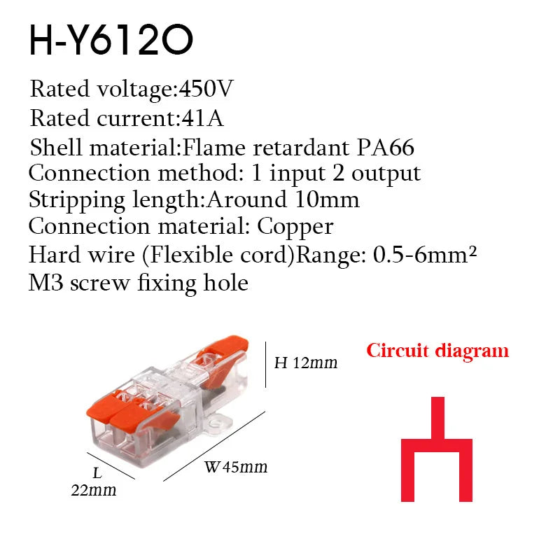Wire Connector Electrical Terminal Blocks Splitter Led Push in Quick Connectors Conductor Cable  Junction Box 0.5-6mm²