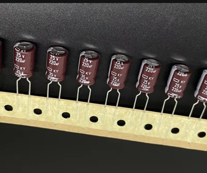 10pcs 220uF 25V NIPPON NCC KY Series 8x12mm Low Impedance 25V220uF Aluminum Electrolytic Capacitor