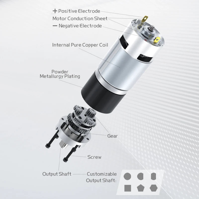 Planetary Reduction Motor 42GP-775 High Torque 12V/24V Can Rotate Forward and Reverse 8PRM~1600PRM, Maximum Torque 253KG.CM