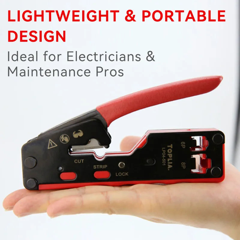 TOPLIA Vertical Network RJ45 Crimping Tool Kit Ethernet Crimp Tool Cable Crimper for RJ11/RJ12 Standard, RJ45 Pass Through