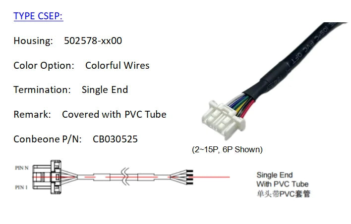 5025780600 Wire harness, MOLEX Click Mate 1.50mm Pitch OTS Cable,502578-0600，6P, Off The Shelf, Quick Delivery