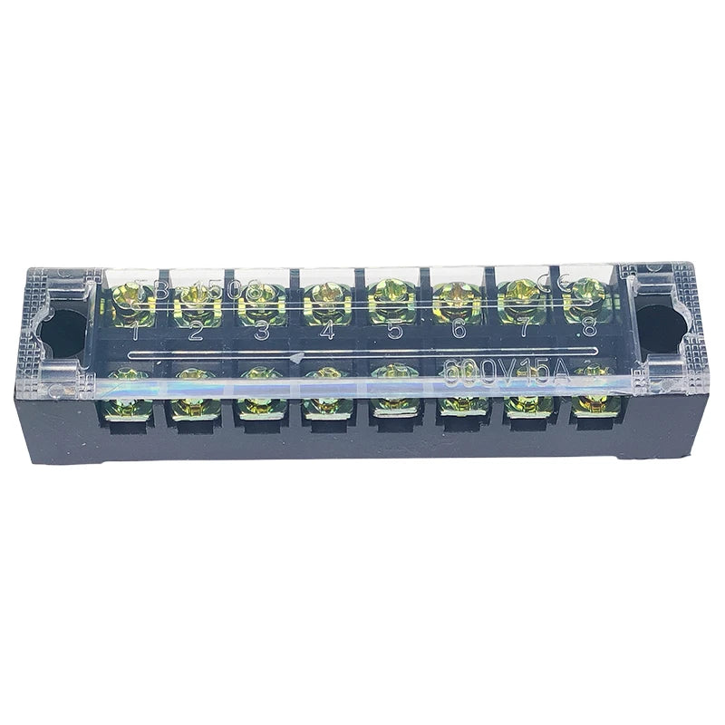 1PCS- TB1508 Dual Row Thick Copper Screw Terminal Block Flame Retardant Grounding Strip Wire Connector 600V 15A
