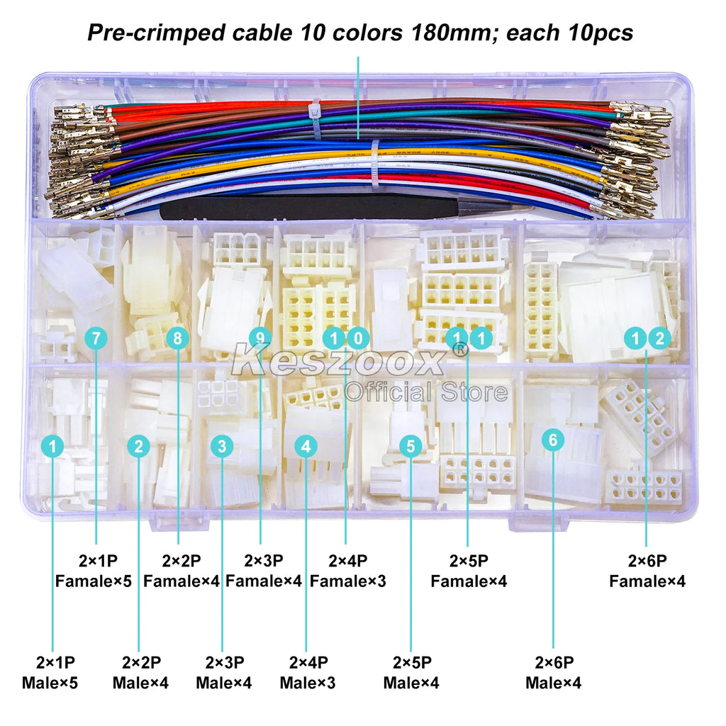 Molex 1.25/2.5/3.0/3.96/4.2mm Connectors  Male Female Connectors Housing with Pre-crimped Cable Molex Connector Kit