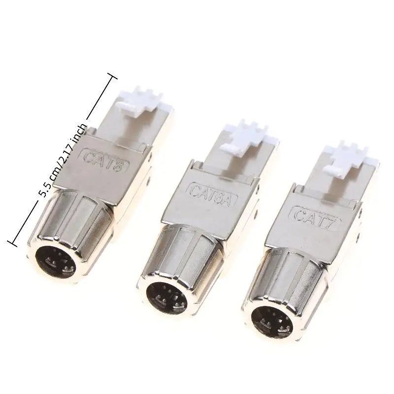 1Pc Zinc Alloy Shielded Ethernet Termination Plugs Cat7 Cat6A Cat8 RJ45 Connector Tool-Free
