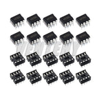 20Pcs (10 Each) 8 Pin DIP Sockets & NE555P IC 555 Timer Programming Oscillator Chip NE555