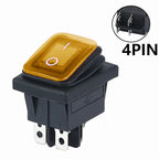 ON OFF KCD4 waterproof and oil proof switch four feet 2 file red green with lights six foot rocker power switch LED 12V 220V