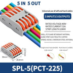 10pcs Compact 1/2/3/4/5 in Multiple Out Wire Connector - Speedy Splicing, 0.08-4.0mm  for Home Wiring Conductor Terminal