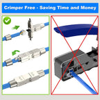 Hoolnx Tool Free RJ45 Extender, Ethernet Cable Extender PoE+ CAT6A CAT7 Lan Cable Extension Connector Full Shielded Toolless