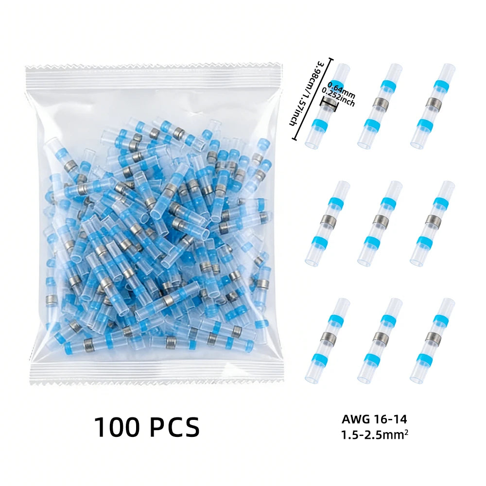 100~1000Pcs Heat Shrink Butt Terminals with Solder ,Solder Seal Wire Connectors,IP67 Waterproof Electrical Equipment Connection