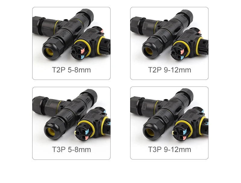 IP68 M20T Quick Outdoor Waterproof T Shape Connector 2/3 Pin Screw Electric Wire Terminal Adapter Home For LED Lighting 16A/380V