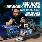 WEP 862BD+ Visible Adjustable Temperture Air Volume BGA Rework Station Hot Air Soldering Station SMD Rework Station With ESD