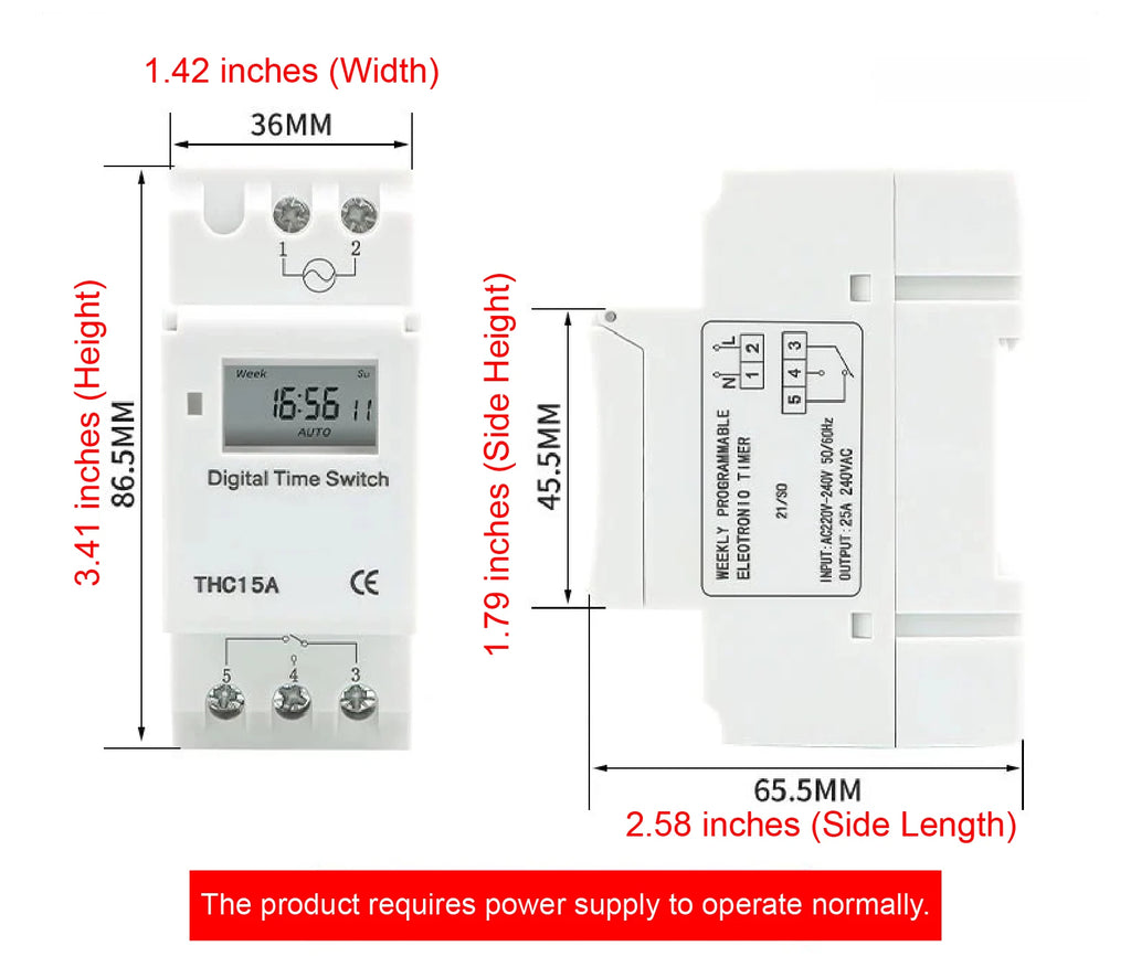 THC15A Digital Timer Switch Programmable Time Switch 30A DIN Rail Weekly Timer Relay 12V 24V 110V 220V LCD Controller
