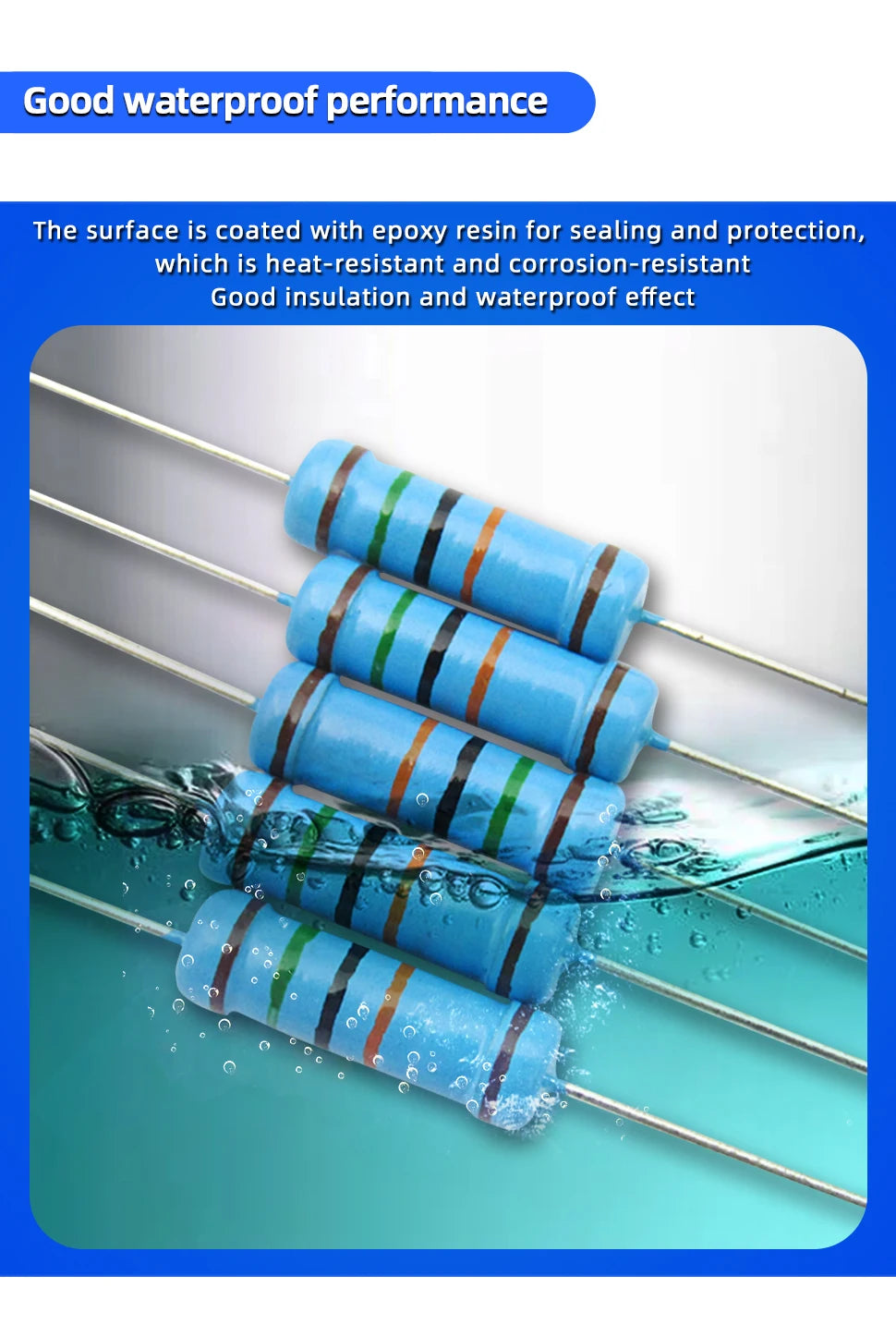 20PCS 2W 1% Metal Film Resistor 2W 1Ω - 4.7MΩ 1 4.7 10 47 100 200 220 300 330 470 680 910 1K 2.2K 4.7K 10K 15K 100K 470K 1M ohm
