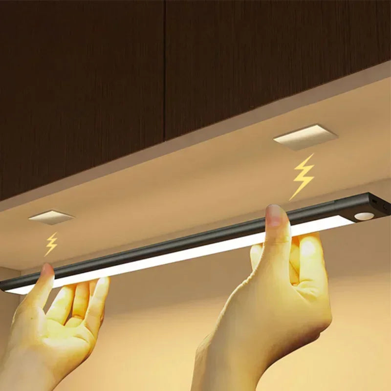 Under Cabinet Lights LED Motion Sensor Night Light Thin Rechargeable Dimmable Lamps Kitchen Cabinet Bedroom Wardrobe Lighting