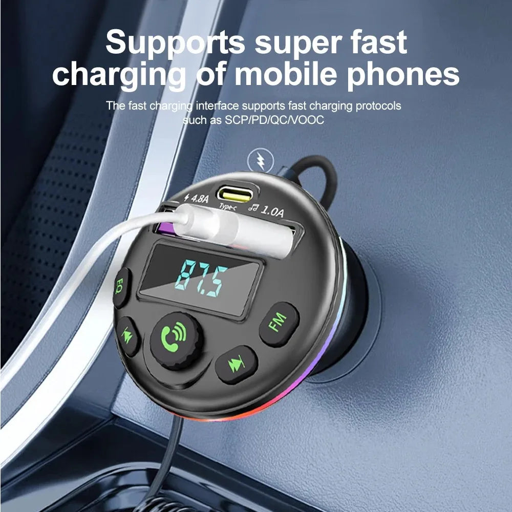 3 in 1 Charge Cable Car Bluetooth  FM Transmitter MP3 Modulator Player Handsfree Audio Receiver
