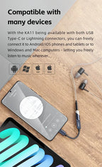 FiiO JadeAudio KA11 USB DAC AMP Hi-Res Audio Type-C to 3.5mm Adapter USB Dongle DAD256