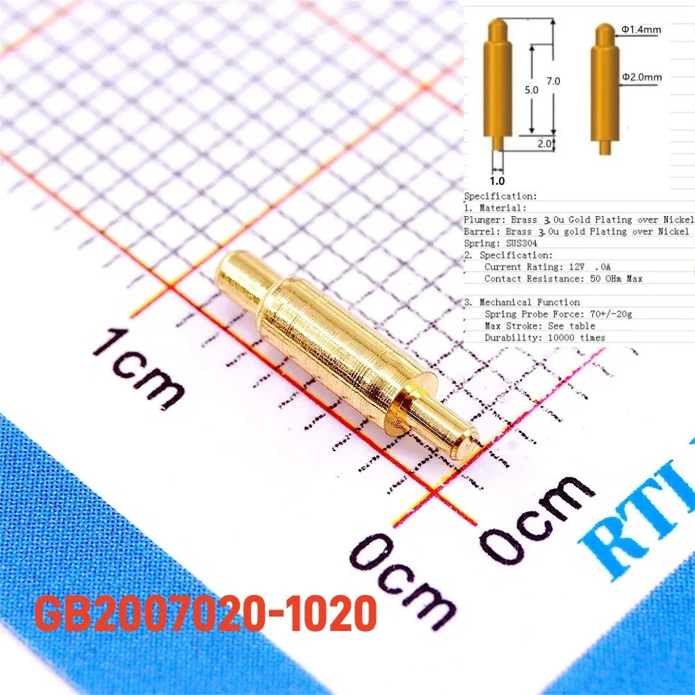 10pcs Spring-Loaded Connector through Hole PCB Height 3 4 5 6 7 8 9 to 20.5 mm Spring Header Pogo Pins 12V 2A Gold Plated