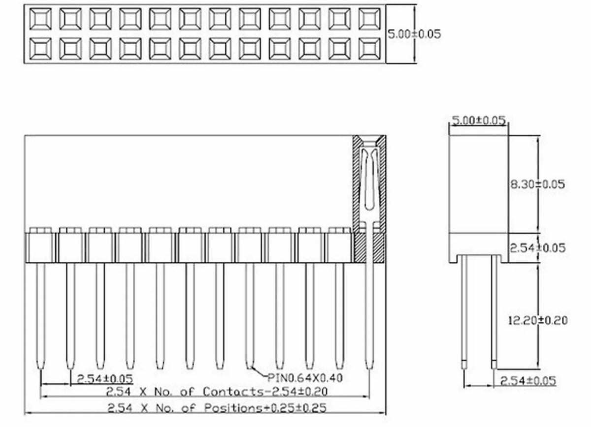 5pcs 2.54mm Pitch PC104 20 40 64 80 Pin 2x10 2x20 2x32 2x40 Long Double Row Straight Female Header Socket Connector For Arduino
