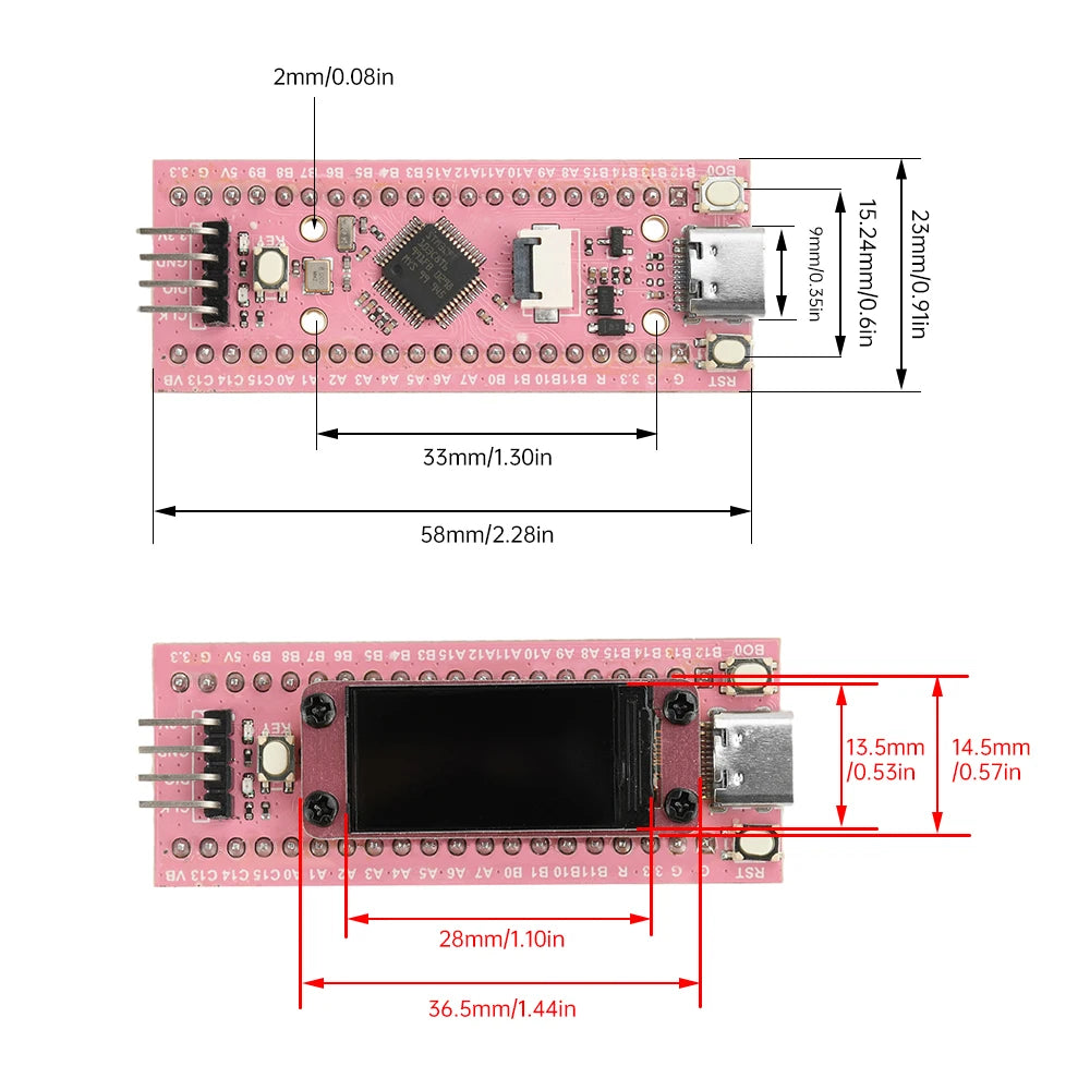 STM32F103C8T6 Development Board 0.96-inch LCD TFT Screen STM32  ARM Microcontroller Module Type C Interface