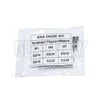 90PCS Rectifier Diode 1N4007 1N4001 1N4004 SS14 SS24 SS34 SS16 SS26 SS36 SMD Schottky Diode Assort Kit