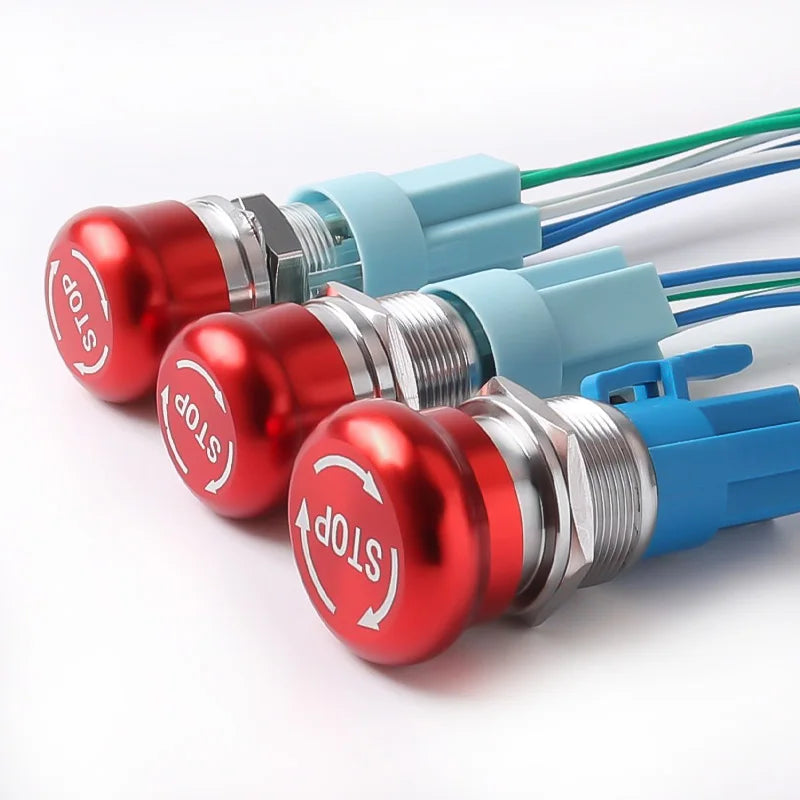 16MM 19MM 22MM 1NO1NC 3Pin 6Pin Mushroom Head Turn-Reset Stainless Steel 304 Metal Emergency Stop Button Switch