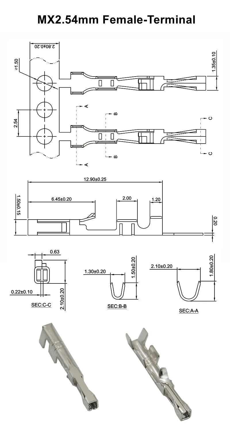 10Set(20PCS) MX2.54 Dupont Connector Housing With Lock Buckle 2.54mm Pitch Single Row 2P/3P/4P/5P/6P/7P/8P/10P/12P Docking Shell