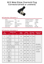 M12-4/5/8/12Pin Sensor Connector Cable Proximity Switch Plug NPN PNP Elbow 4Holes 5Holes 4Pins 5Pins Aviation Plug with 2m Wire