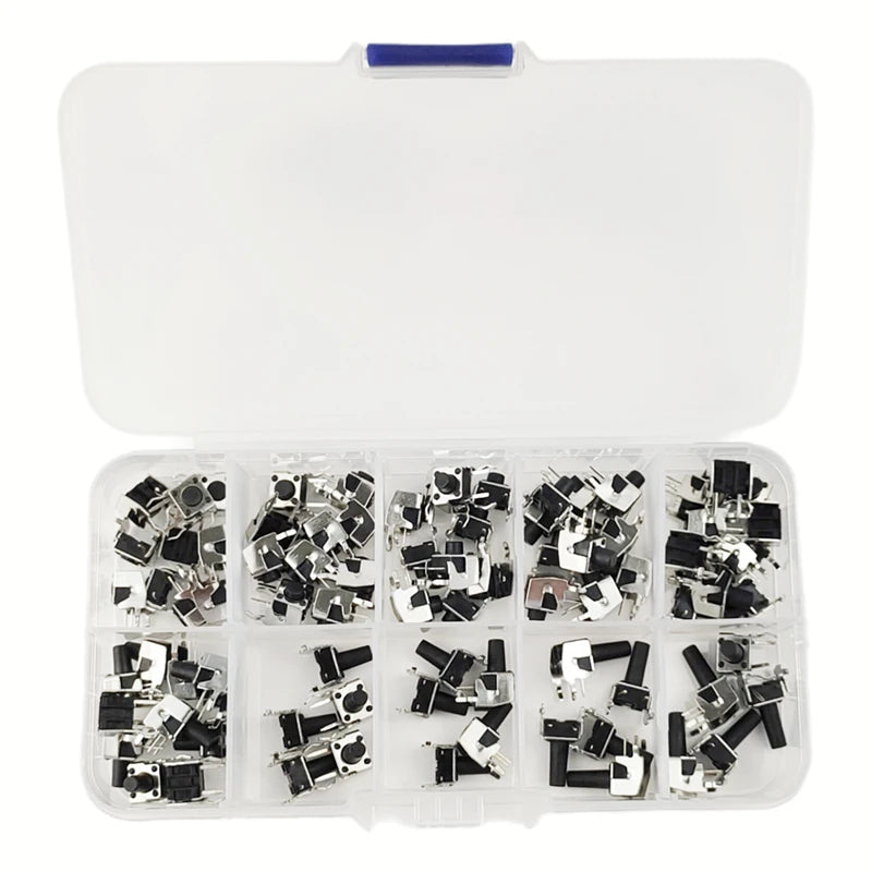 80PCS/Lot 6x6mm Right Angle Tactile Switch SMD Side Mount Push Button PCB Tact Switch with Stent 4.3-12mm with Box