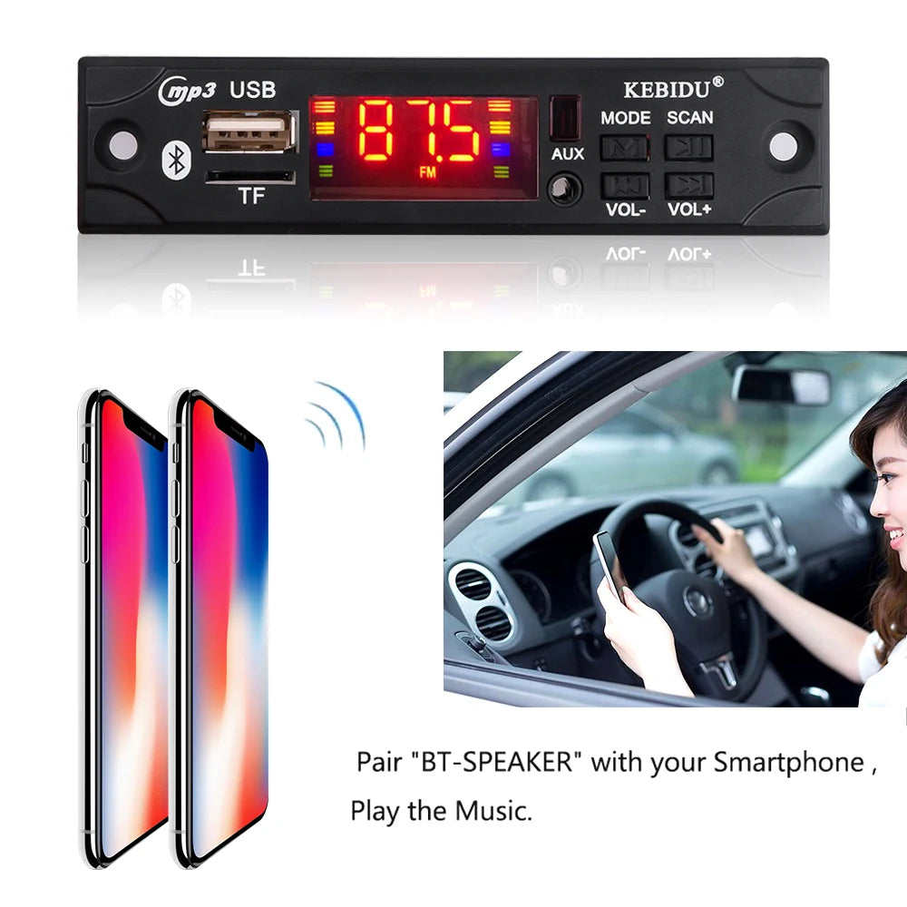 1-10PCS Bluetooth 5.3 Car Kit Wireless MP3 Decoder Board Audio 12V WMA Car Music Player Module Lossless Audio USB AUX TF Radio