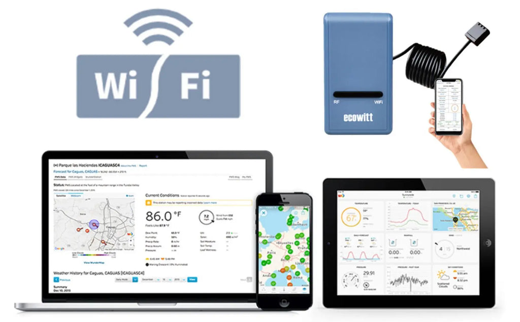 Ecowitt GW1100 WiFi Gateway - Thermometer Hygrometer Barometric Pressure, Indoor Temperature Humidity Meter, for Home Office