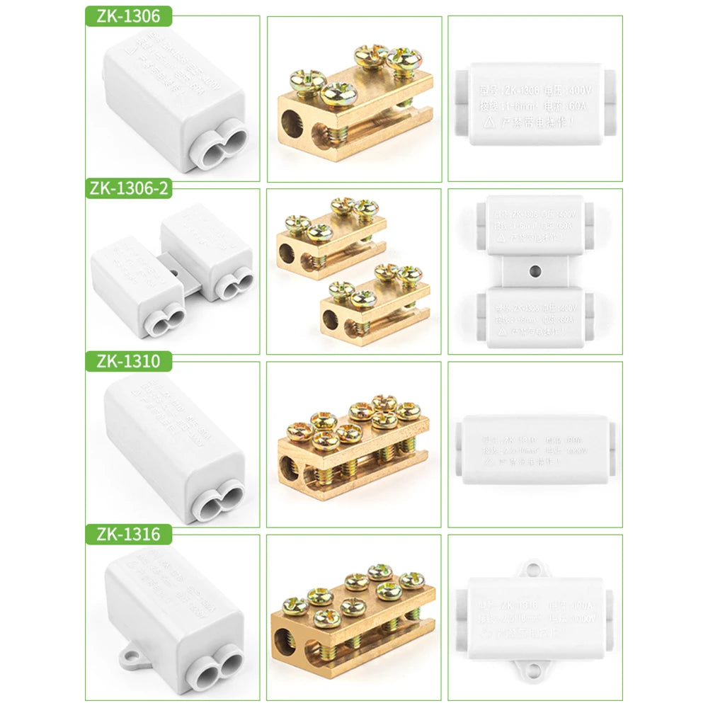 High Power 60A/80A/100A 400V/1000V 1.0-16mm2 No disconnection Wire Connector Cable Splicing Wiring Terminal Block Junction Box