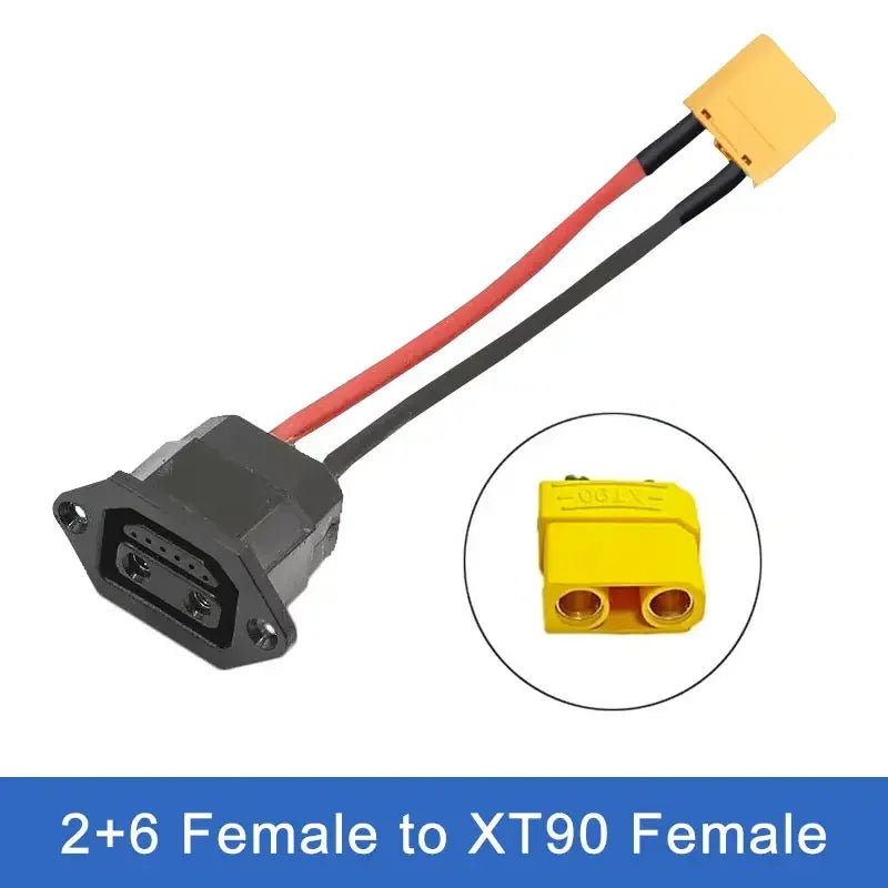 XT60/TX90 to 2+4/2+6 Cable Connector Male Female Electric Vehicle Lithium Battery Charging Socket 4 Square New Energy Power Line