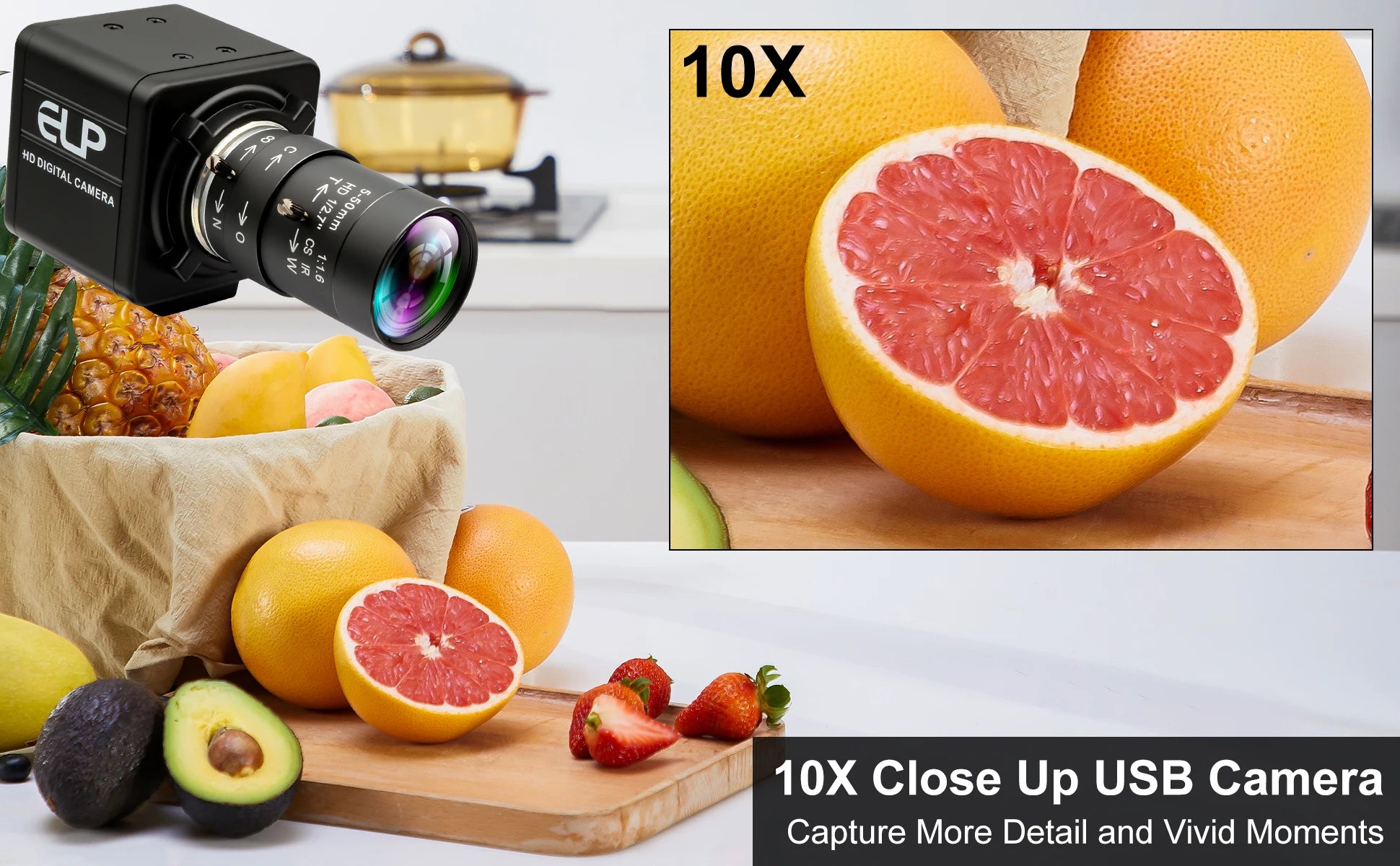 ELP USB Camera IMX298 UVC Mini USB Camera 16MP with 2.8-12mm CS Zoom Lens