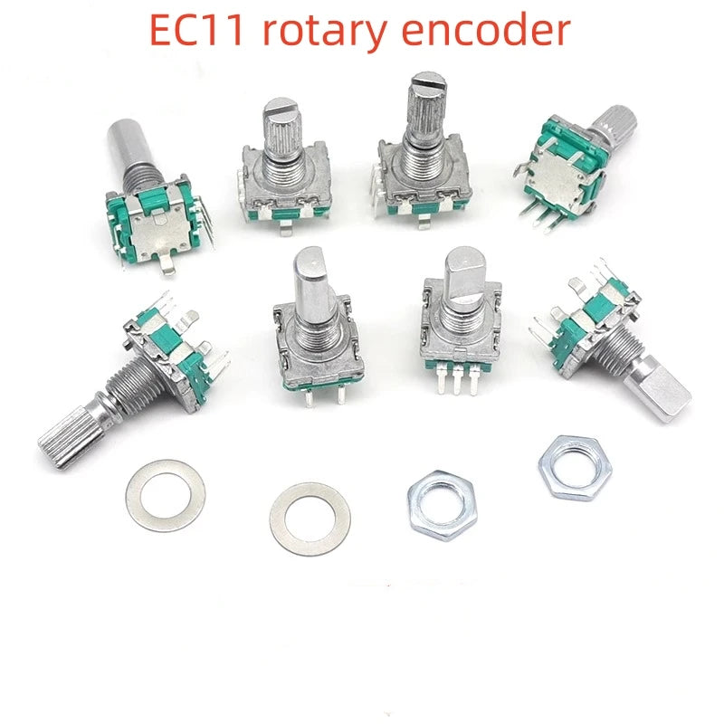 2/10PCSEC11 Rotary Encoder Digital Potentiometer, Plum Blossom, Half Axis, Five-Leg Handle Length 15MM 20MM
