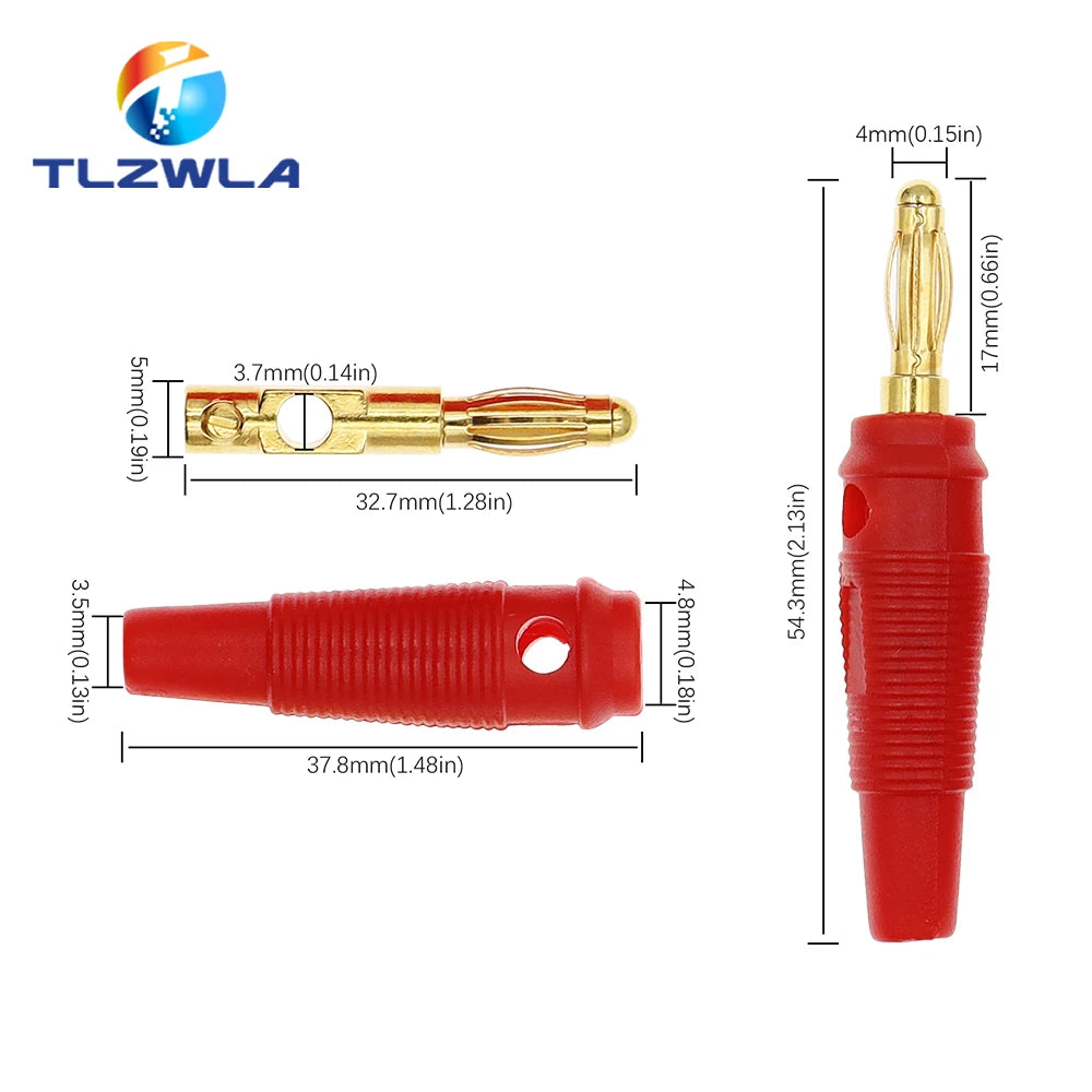 5PCS New 4mm Plugs pure copper Gold Plated Musical Speaker Cable Wire Pin Banana Plug Connectors