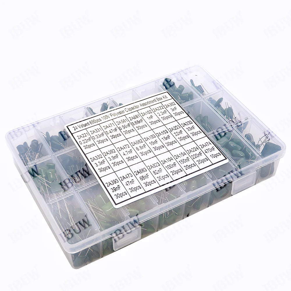Polyester Film Capacitor KIT 330PF 470PF 560PF 102 222 472 223 333 103 473 104 1NF 2.2NF 10NF 22NF 47NF 0.1UF 100NF