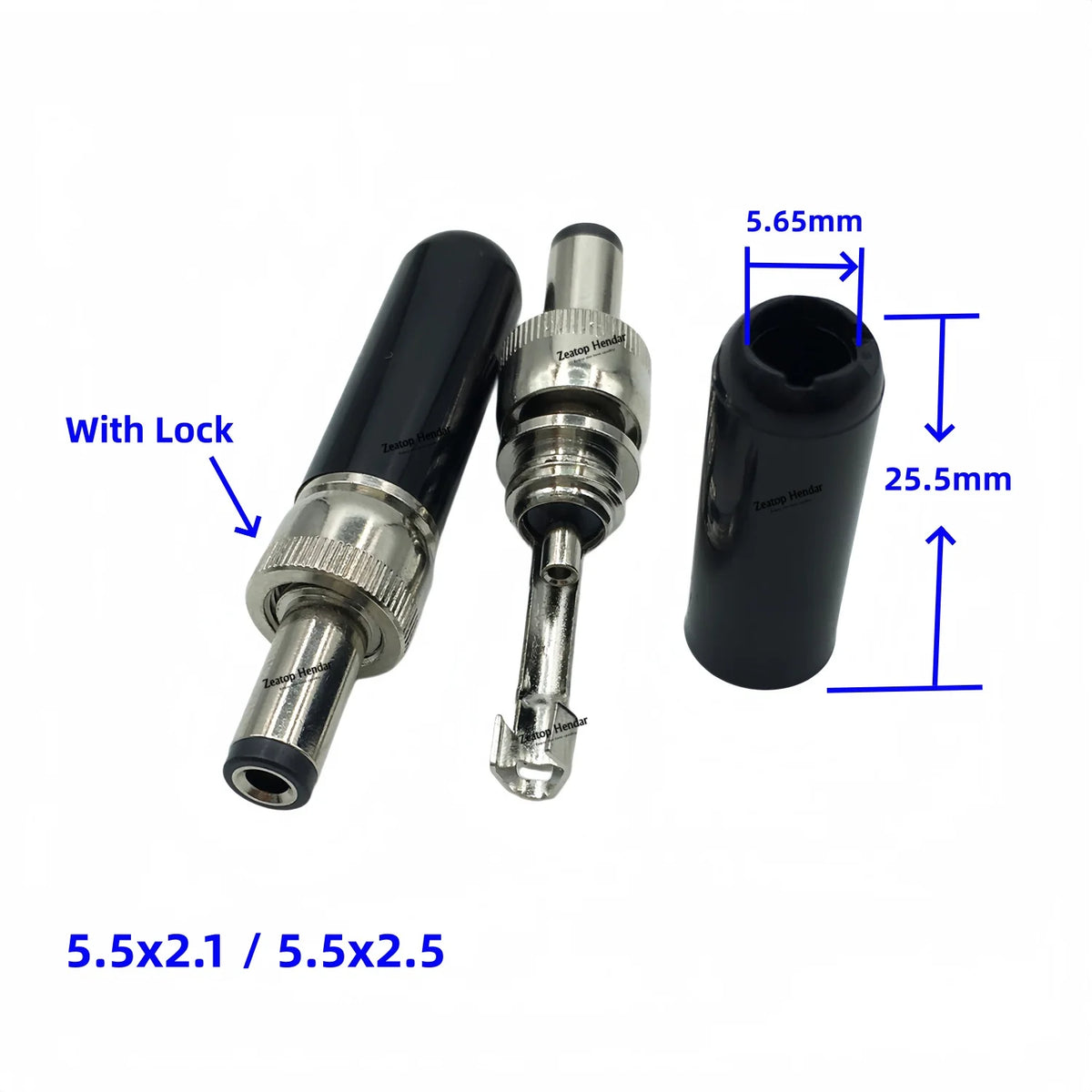 1Pcs Taiwan Switchcraft 20A High Current Copper 5.5 x 2.1 / 5.5 x 2.5 mm DC Male Plug with Lock Power Connector