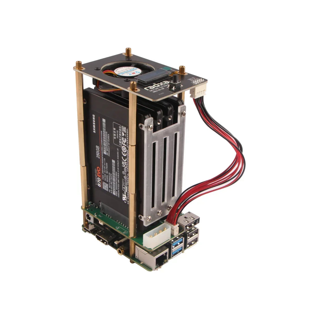 Penta SATA HAT / Top Board /Set Optional, For Raspberry Pi 5 -Up to 5x SATA Disks HAT