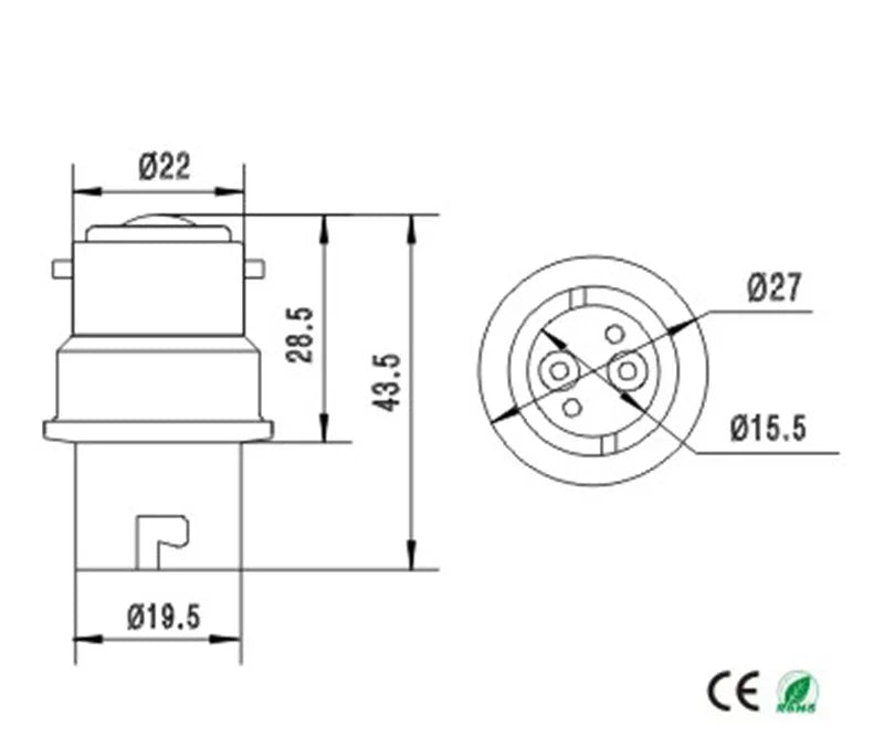 2pcs B22 To BA15D Lamp Base Adapter,BA15D To B22 Light Socket Holder Converter,allow You Install BA15D Lamp Into B22 Socket CE