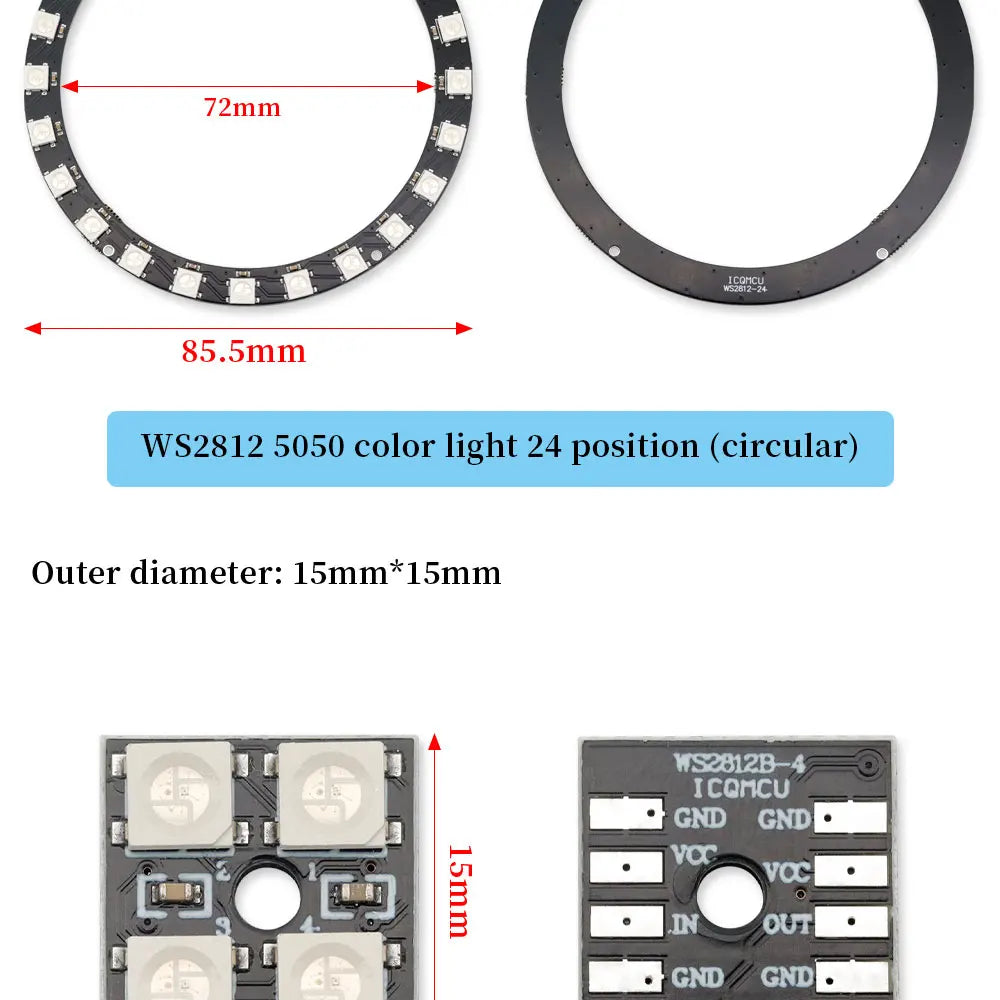 5V 1Bit 3 4Bit 7 8Bit 9 12Bit 16Bit 24Bit 32Bit 64 Bits WS2812 5050 RGB LED Ring Lamp Light + Integrated Drivers For Arduino Diy