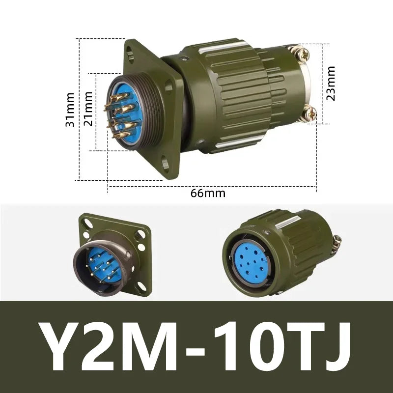 Y21M Series Fast Buckle Aviation Fixed Type Industrie Connector Plug Socket Male Female  2/3/4/5/7/10/14/16 Pin Army Green